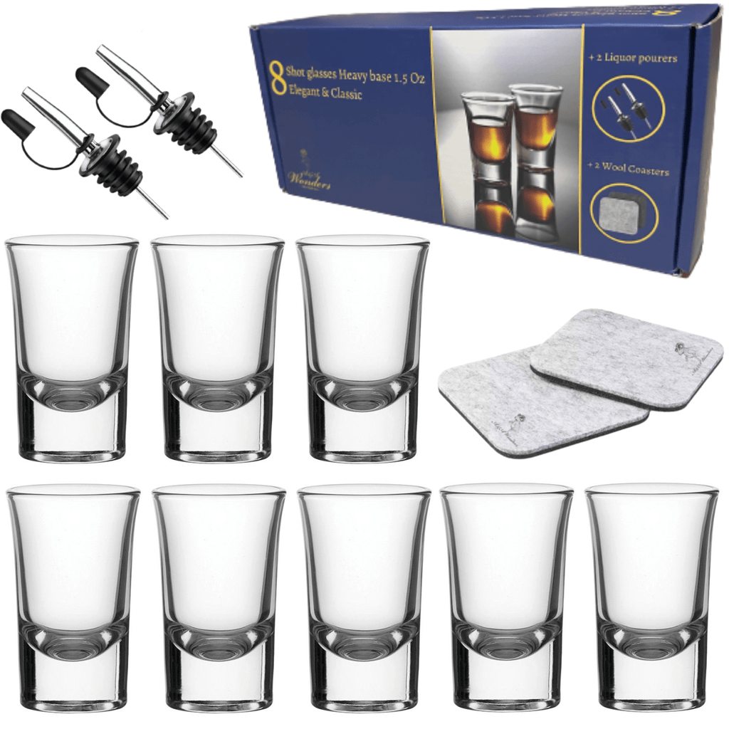 1.5 Oz Shot Glasses Set Of 8 With Heavy Base Shot Glass Set - Clear