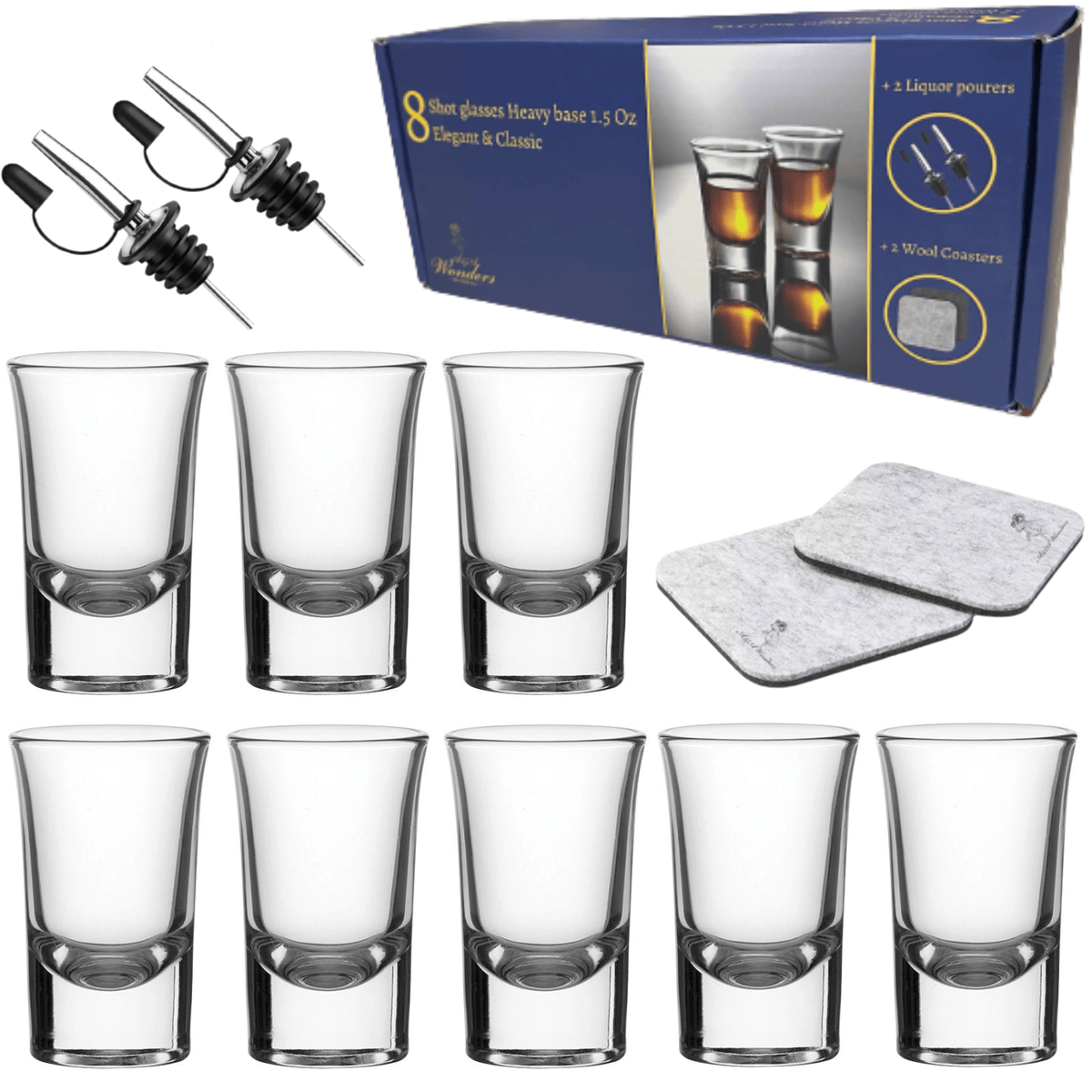 1.5 Oz Shot Glasses Set Of 8 With Heavy Base Shot Glass Set - Clear